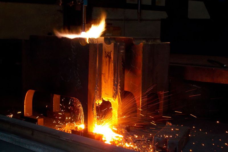 Für die Schuler-Gruppe werden aus einer 30 t schweren Stahltafel 400 x 710 x 840 mm große Werkstücke gefertigt und dafür große Segmente mit engen Radien abgetragen.