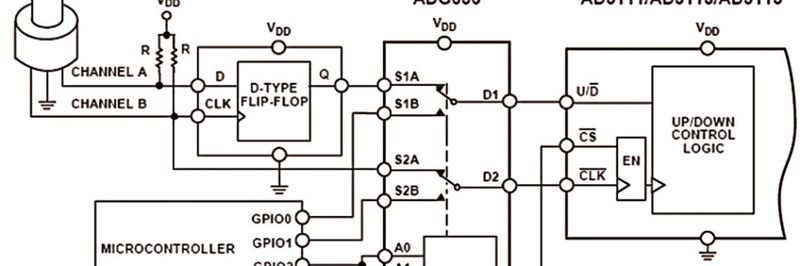 Bild 1: Hybrid-Interface-Verbindung mit dem Zweifach-DPDT-Schalter des Typs ADG636
