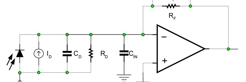 Bild 1: Ersatzschaltbild der Fotodiode und des TIAs