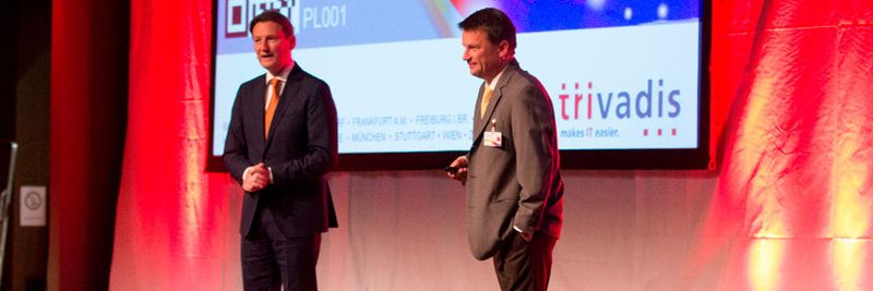 Christoph Höinghaus, CEO, und Urban Lankes, Verwaltungsratspräsident, begrüßen die Besucher des TechEvents.