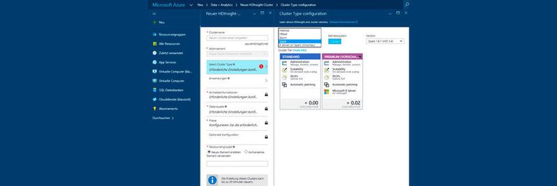 In Microsoft Azure erstellen Entwickler einen neuen HDInsight/Hadoop-Cluster, in dem später auch Apache Spark laufen kann.