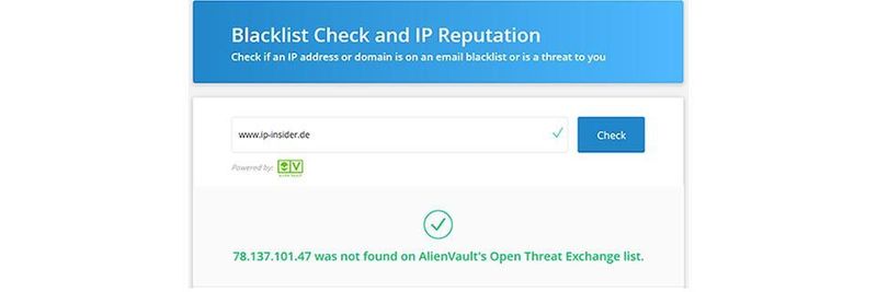 Blacklist Check and IP Reputation testet, ob eine IP-Adresse auf einer Blacklist steht oder als schädlich gekennzeichnet ist.