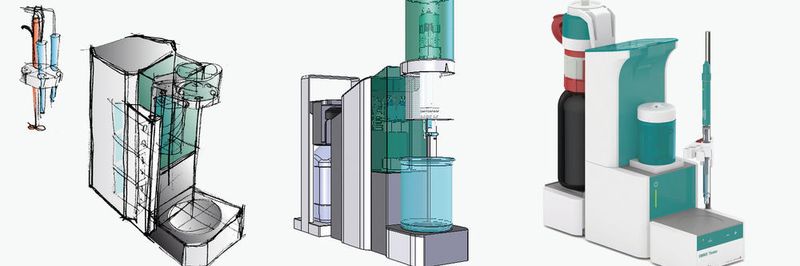Aus den Iterationen mit Anwendungsspezialisten resultiert perfekter Zugriff auf den Stand-alone-Titrator und dank 3S-Adaptertechnologie kontaktfreier Umgang mit Chemikalien.