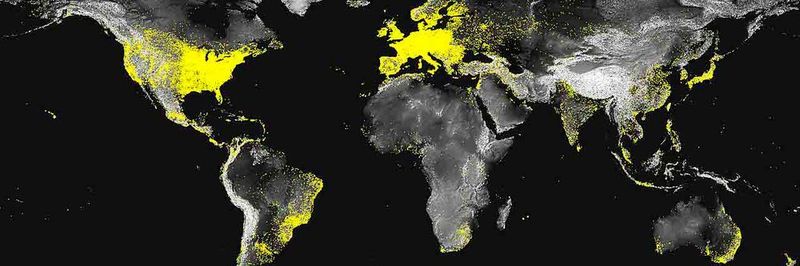 Mit den in der Studie analysierten Daten lässt sich eine Weltkarte der Internetdichte erstellen (hier für das Jahr 2012)