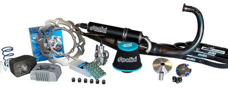 Racing Planet hat jetzt Bremsbeläge, Öl- und Luftfilter, Keilriemen, Auspuffanlagen und vieles mehr von Polini im Angebot.