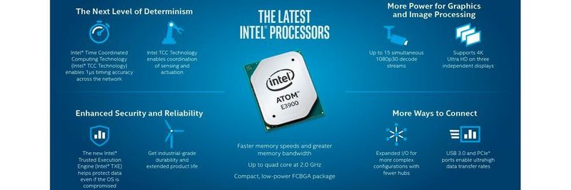 Intel hat die Atom-Prozessoren der E3900-Baureihe speziell für die Anforderungen des IoT-Einsatzes angespasst. Mit dem A3900 gibt es noch eine eigene Automotive-Variante.