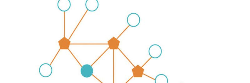 Knotentypen im Thread-Netzwerk (weiß: Endgerät, orange: Router, blau: Leader)