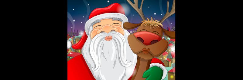 Der Weihnachtsmann und Rudolph nutzen dieses Jahr eine Selfie-Stange.