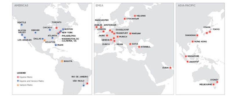 Datacenter-Betreiber Equinix stockt seine Reichweite enorm auf und kreiert sich seine eigene Landkarte.