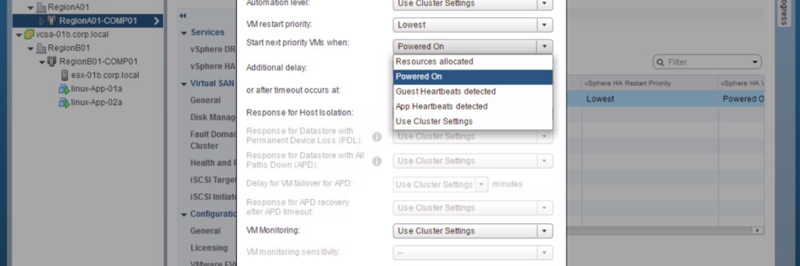 Das neu Feature "Orchestrated VM Restart Priority" e (Bild: VMware).
