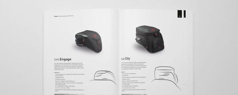 Der Katalog informiert ausführlich über Gepäcklösungen für Tank, Heck und Seite.