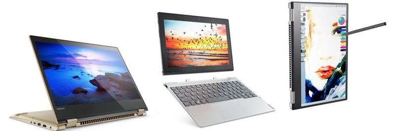 Windows-Trio von Lenovo auf dem MWC: Yoga 520, Miix 320 und Yoga 720.