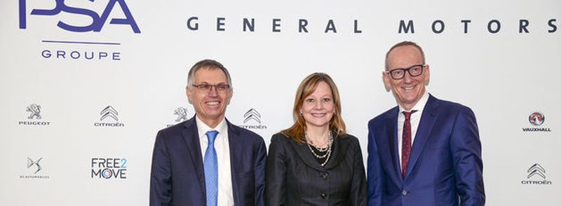 Opels Vergangenheit und Zukunft: PSA Group CEO Carlos Tavares, GM CEO Mary Barra und Opel-Chef Dr. Karl-Thomas Neumann (von links).