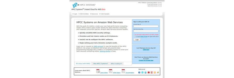 HPCC Systems kann auch in Amazon Web Services betrieben werden.