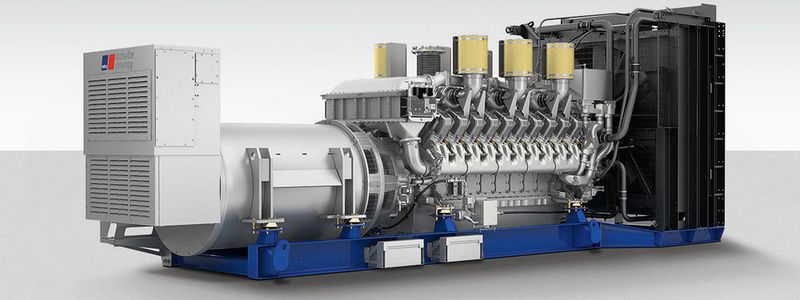 Das abgebildete Notstromaggregat basiert auf einem 20-Zylinder-Motor der Baureihe 4000. Es liefert eine elektrische Leistung von 2.480 Kilowatt.