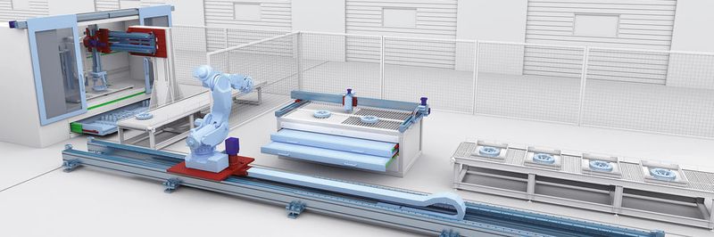 Mit einer Linearachse kann der Aktionsradius kleiner bis mittlerer Roboter sehr gut erweitert werden.
