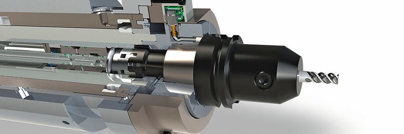 Bild 1: Planko ist so in die Werkzeugspindel integriert, dass die Elektro- nikbaugruppe in der rotierenden Spindelwelle autark arbeitet.