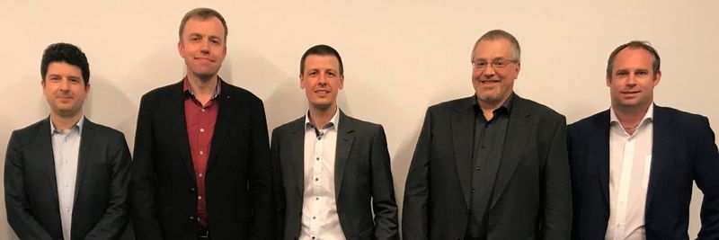 Das erste Audeg-Board: Ingo Wolff, Johannes Loxen, Boban Krsic, Torsten Allar und Michael Schmid