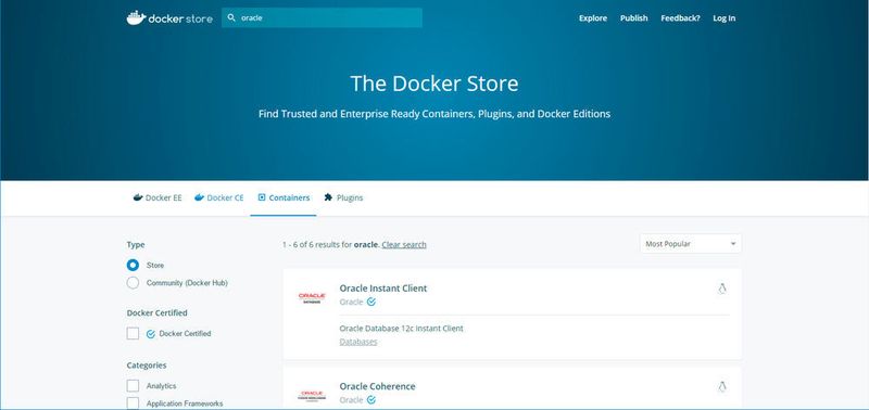 Im Docker Store finden sich jetzt Datenbank-Lösungen und andere Tools von Oracle.
