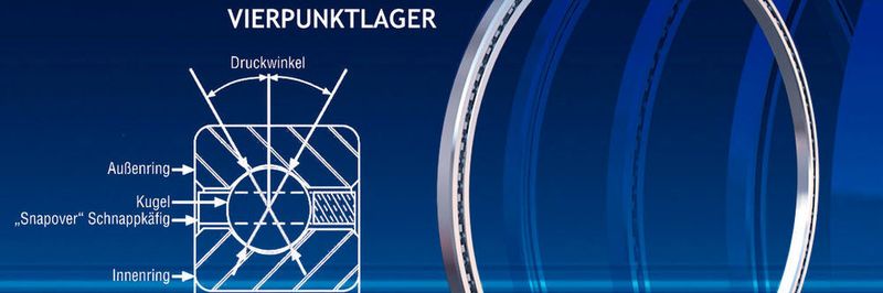 Im vorliegenden Anwendungsfall kommen Vierpunktlager zum Einsatz, die in vielen Anwendungen zwei Lager ersetzen können.