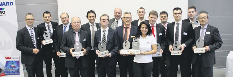 Die stolzen Gewinner des Innovationspreises „MM Award zur EMO 2013“.