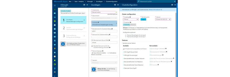 R-Server für HDInsight lässt sich in Microsoft Azure über einen Assistenten integrieren.