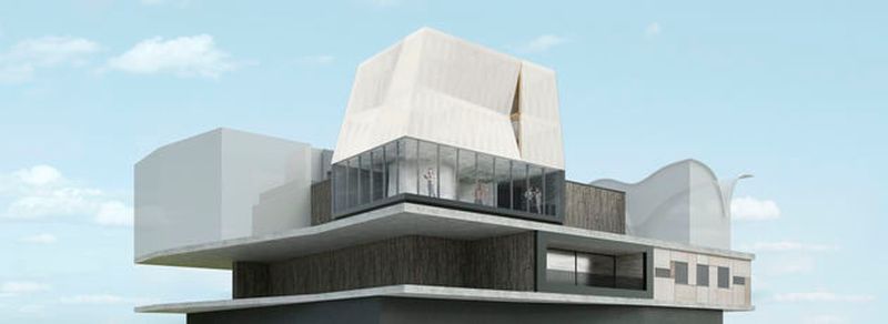 Computergenerierte Visualisierung des DFAB House auf dem Campus in Dübendorf. Das Haus ist das weltweit erste Haus, das weitgehend mit digitalen Prozessen entworfen, geplant und gebaut wird.