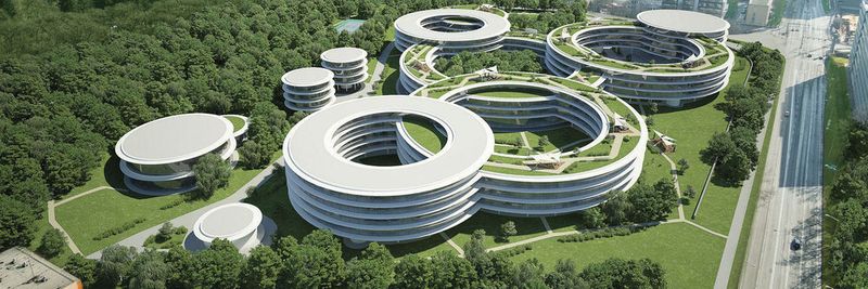 Der Eset-Campus in Bratislava: Alle runden Gebäude gehören zum Unternehmen.