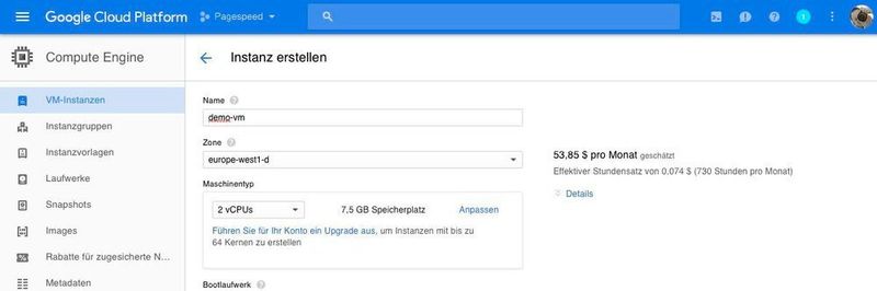 COS wird einfach in Googles Cloud Platform als VM eingerichtet und ist danach einsatzbereit.