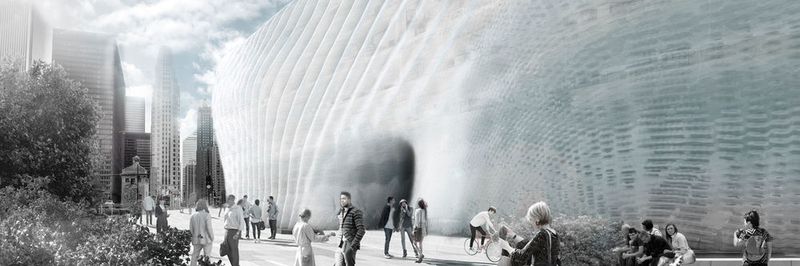Designstudie: Der Kunststoff umhüllt das Bauwerk wie ein luftiges, weiches Tuch.