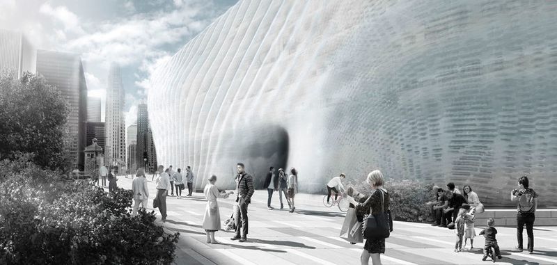 Designstudie: Der Kunststoff umhüllt das Bauwerk wie ein luftiges, weiches Tuch.
