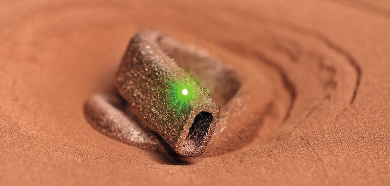 »SLM in grün«: Mit dem neuen Prozess sollen sich auch Bauteile aus hochleitfähigem Kupfer additiv fertigen lassen, beispielsweise für Anwendungen in der Elektronik.