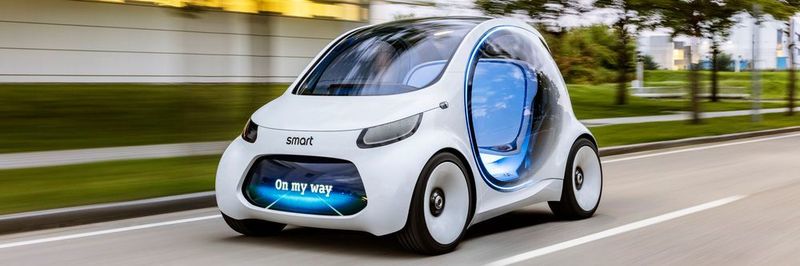 Der vorgestellte Smart Vision EQ Fortwo kann nicht nur elektrisch sondern auch völlig autonom fahren und ist mit seiner Umwelt voll vernetzt. Offizielle Premiere feiert die Studie auf der IAA in Frankfurt.