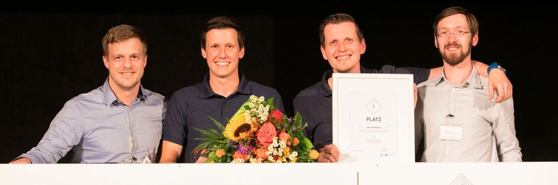 Die Gewinner des Digital Logistics Award (v.l.): Rene Knepper, Sascha Kaczmarek, Sascha Feldhorst und Rene Grzeszick von Motionminers.