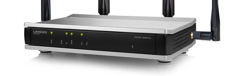Der Mobilfunkrouter Lancom 1780EW-4G+ kombiniert LTE-Advanced, ac-WLAN, Gigabit-Ethernet und SDN-Unterstützung.