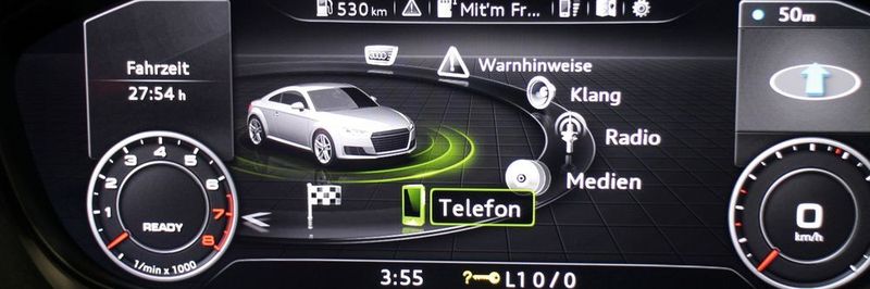 Bild 1: Fahrzeughersteller bieten vermehrt individuell konfigurierbare Kombiinstrumente mit 2D- und 3D-Grafiken an.