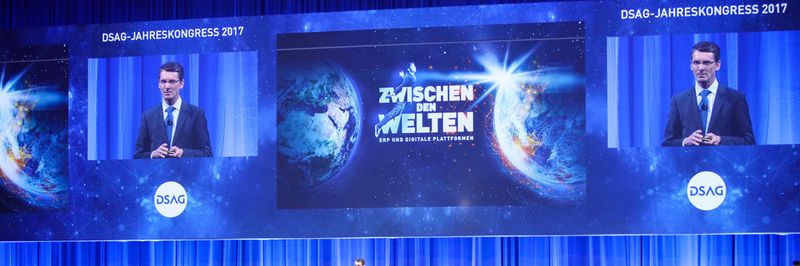 DSAG-Jahreskongress 2017 unter dem Motto „Zwischen den Welten - ERP und digitale Plattformen“.
