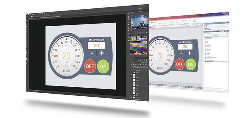 Graphical User Interfaces: Grafiken exportiert via Altia PhotoProto aus Adobe Photoshop können 1:1 direkt in Altia Design importiert werden.