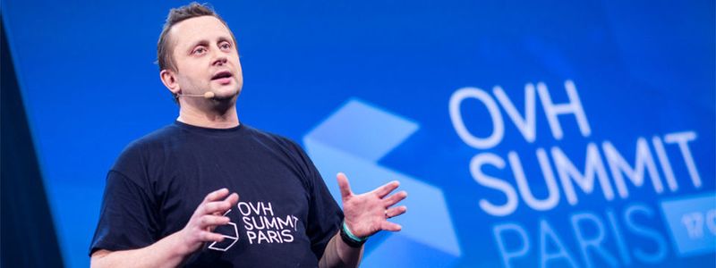 OVH-Gründer, Namensgeber und -Vorstandsvorsitzender Octave Klaba stellt in seiner Keynote zum 5. OVH-Summit die großen Pläne für das Unternehmen vor.