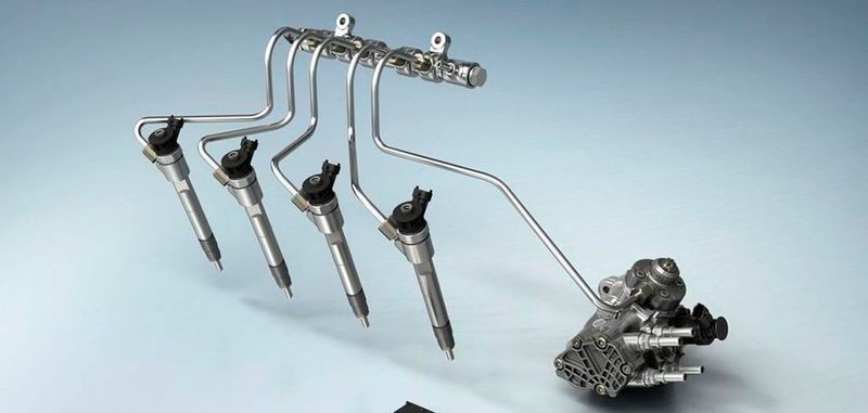 Ein Common-Rail-Einspritzsystem eines modernen Dieselmotors.