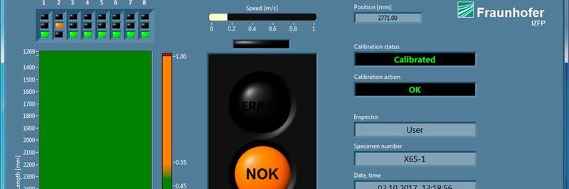 Hier zus ehen ist ein Screenshot der Software des achtkanaligen Handwagens inklusive des detektiertem Hardspot.