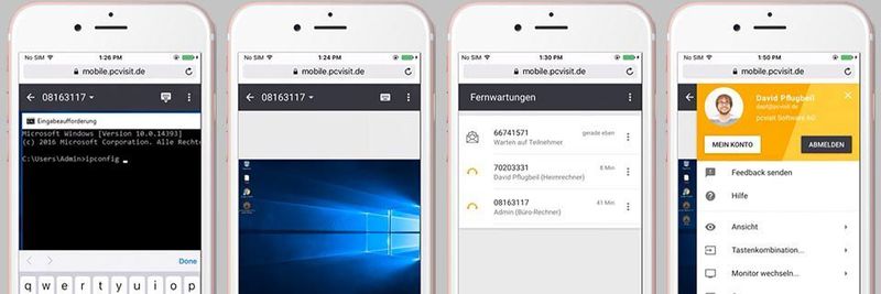 PCvisit MobileSupport ist eine Web-App auf HTML5-Basis für spontanen Support und flexiblen Fernzugriff.