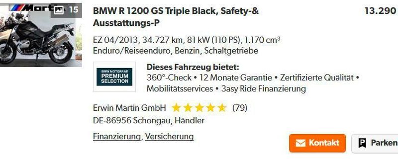 Die ersten BMW-Händler offerieren auf mobile.de bereits ihre gebrauchten Bikes mit dem BMPS-Siegel.