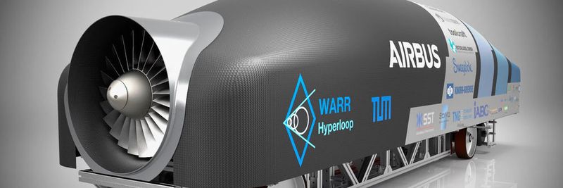 Diese Kapsel der TU München gewann den zweiten Hyperloop-Contest in Los Angeles im Sommer 2017. Sie erreichte dabei eine Höchstgeschwindigkeit von 324 km/h.