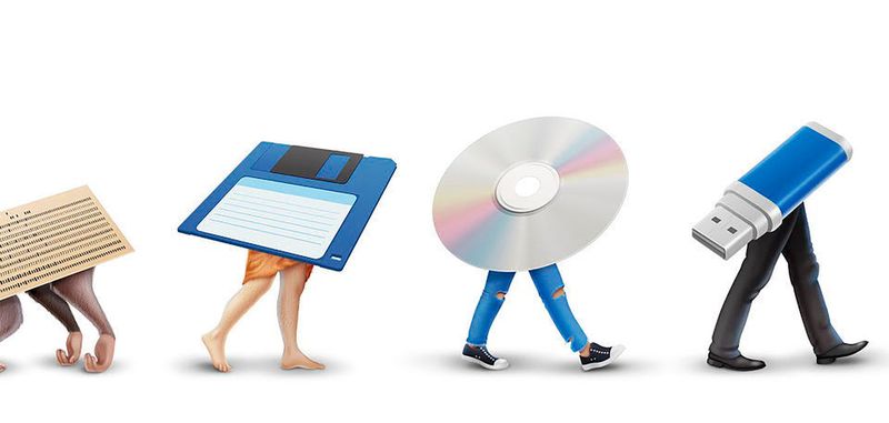 Weiterentwicklung der Datenübertragung: Von der Lochkarte über Diskette, DVD und USB hin zur Cloud