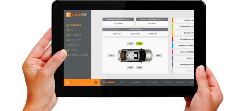 Mit dem in-tech orangeSwitch können verschiedene Hardware-Varianten eines Steuergeräts an einen Elektronikprüfstand (Komponenten- oder System-HiL) angebunden werden. Der Wechsel zwischen den Varianten findet dann automatisiert über die Testautomatisierung statt.