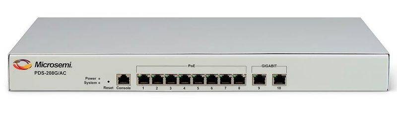 Der Microsemi-Switch PDS-208G PoE ist mit acht PoE-Ports und zwei Gigabit-Ports ausgestattet.