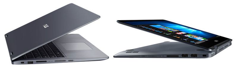 Beim Asus Vivobook 14 und dem Vivobook 15 ist das 14 oder 15,6 Zoll große Display durch 360-Grad-Scharniere mit dem Chassis verbunden.
