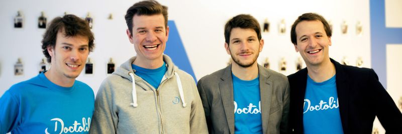 Mit einer Rekordsumme von 61 Mio. Euro hat das Start-up Doctolib, eine Onlineplattform für Arztterminbuchungen, 2017 das höchste europäische E-Health-Investment erhalten. Hier zu sehen: Das Gründer-Team von Doctolib: Ivan Schneider, Simon Krüger, Jessy Bernal & Stanislas Niox-Chateau (v.l.n.r.) .