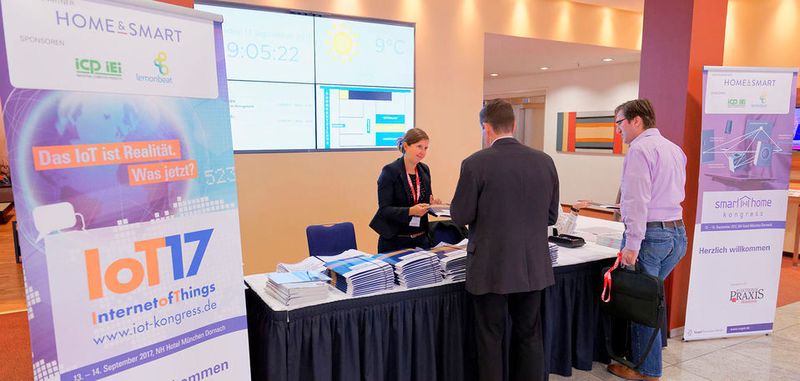 Willkommen zum Kogress: Der IoT- und Smart-Home-Kongress fanden 2017 parallel statt. 2018 wird der IoT-Kongress am 23. und 24. Oktober in Nürnberg ausgerichtet. Parallel dazu wird auch wieder der Smart-Home-Kongress laufen.